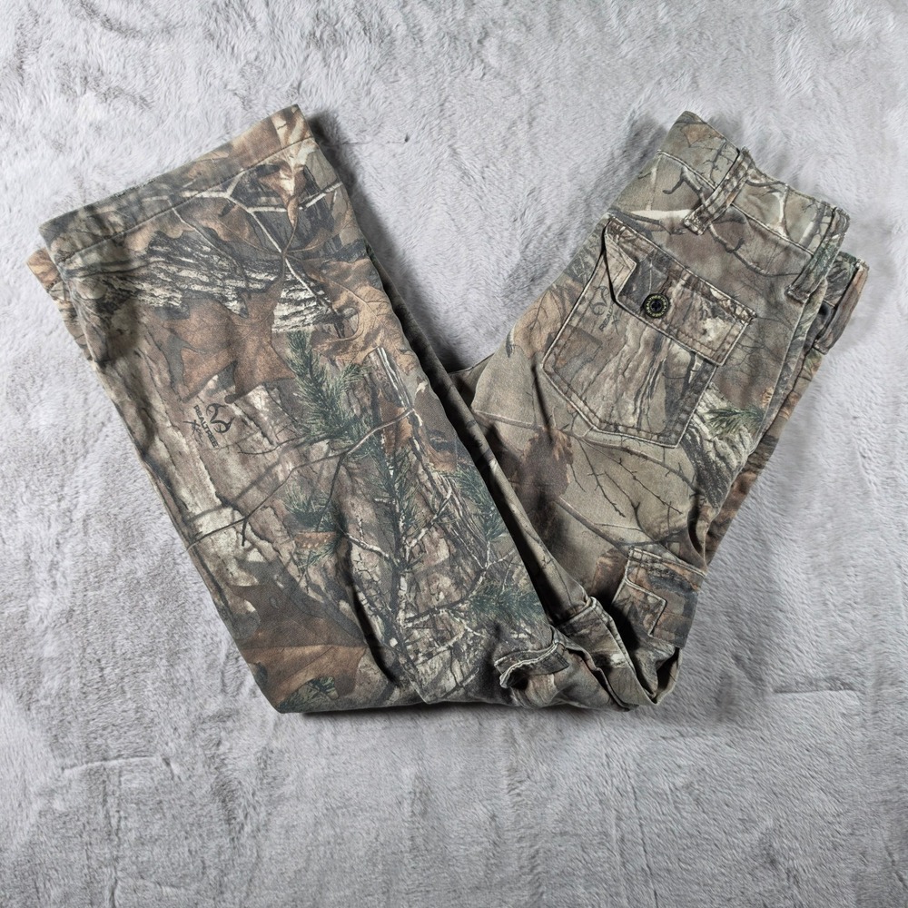 Realtree Cargo Pants Kids 10/12 L Camo Xtra Brown Hunting Outdoor Utility